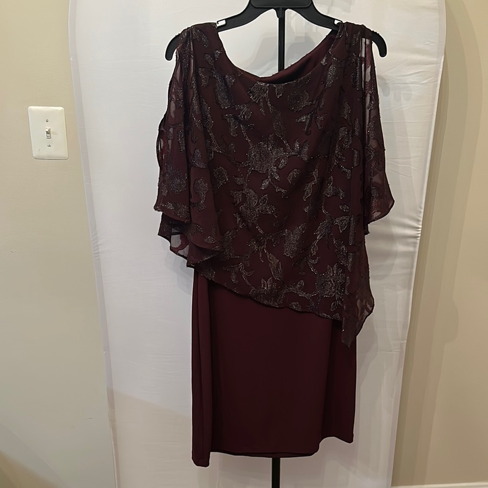 Connected Apparel Red Asymmetrical Cocktail Dress